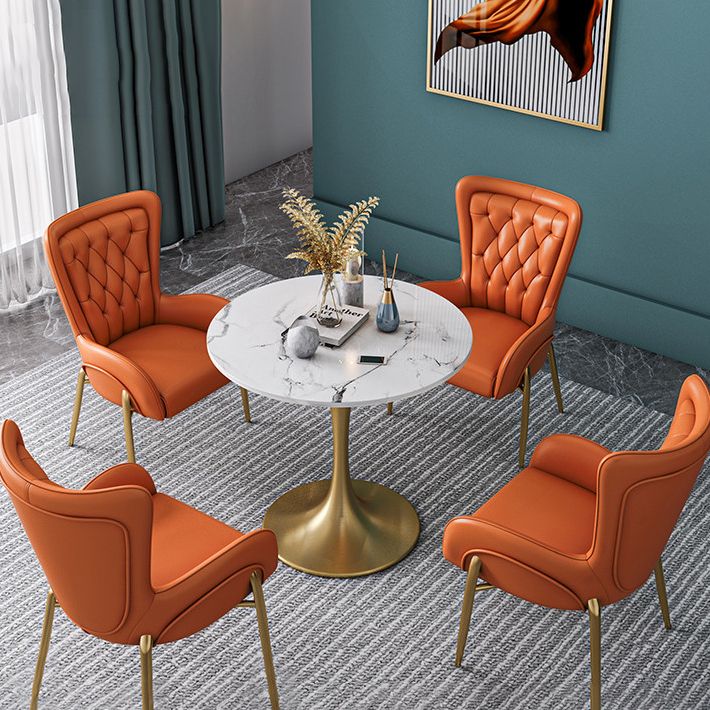 Round Shape Tulip Base Glam Dining Table White Fixed Table of Sintered Stone Clearhalo ' dining_table' 'Dining Tables & Seating' 'Dining Tables' 'furn' 'furn_dining_table' 'Furniture' 'furniture_dining_table' 'Kitchen & Dining Furniture' 'kitchen&dining_furn' 'kitchen' 'kitchen_dining_table' 1200x1200_e28cab6c-a864-430d-a0af-ba21460e66b1