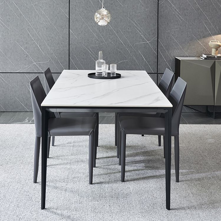 Simple Sintered Stone Top White Dining Table Rectangle Shape Dining Table for Kitchen Clearhalo ' dining_table' 'Dining Tables & Seating' 'Dining Tables' 'Furniture' 'furniture_dining_table' 'Kitchen & Dining Furniture' 'kitchen&dining_furn' 'kitchen' 'kitchen_dining_table' 1200x1200_e28cbc87-e15d-43ce-aa07-6fb1dfd51862