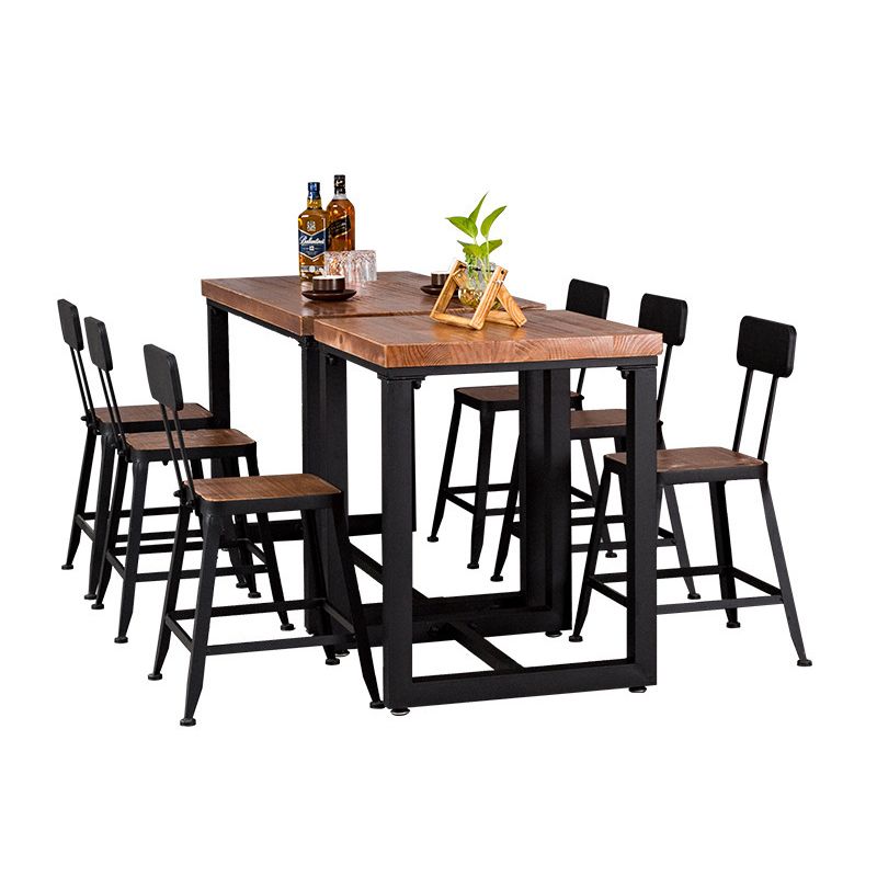 Industrial Dining Room Table Solid Wood Table with Black Trestle Base for Dining Room Clearhalo ' dining_table' 'Dining Tables & Seating' 'Dining Tables' 'furn' 'furn_dining_table' 'Furniture' 'furniture_dining_table' 'Kitchen & Dining Furniture' 'kitchen&dining_furn' 'kitchen' 'kitchen_dining_table' 1200x1200_e28cdbe3-cdf7-4403-9946-2474bf5b8560
