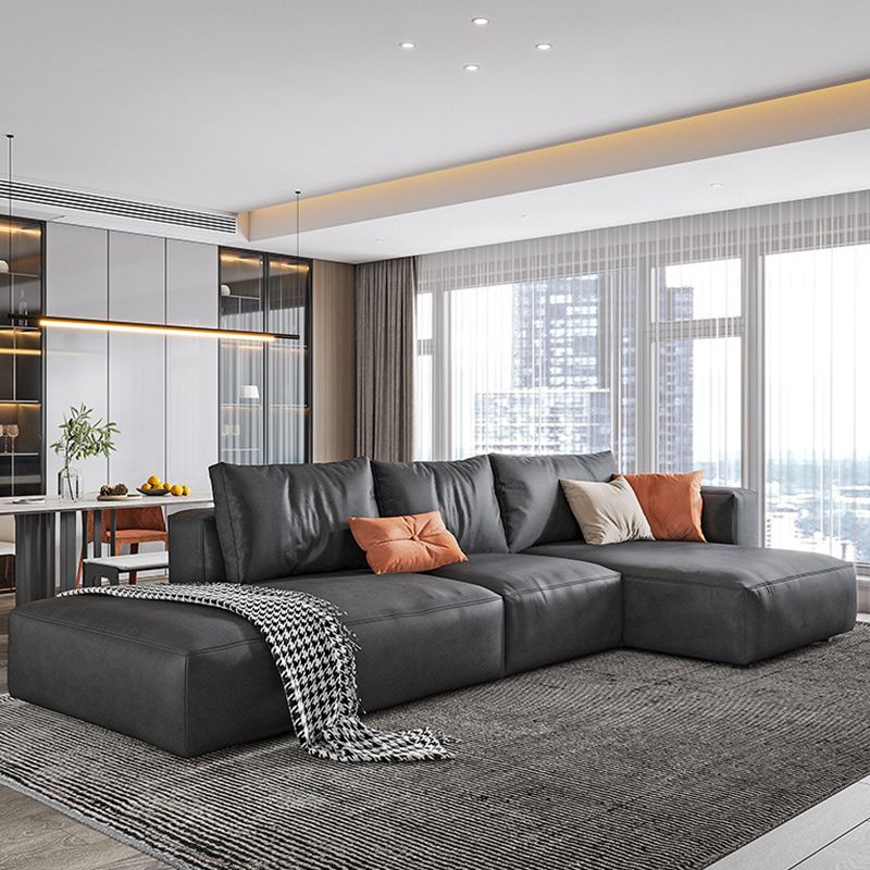 Nordic Pillows Living Room Faux Leather Stationary Square Arm Sofa Chaise Clearhalo 'furn' 'furn_sectionals' 'Furniture' 'Living Room Furniture' 'Sectionals' 1200x1200_e28d78ed-f21a-48ec-bc81-c8d58fc28fa8