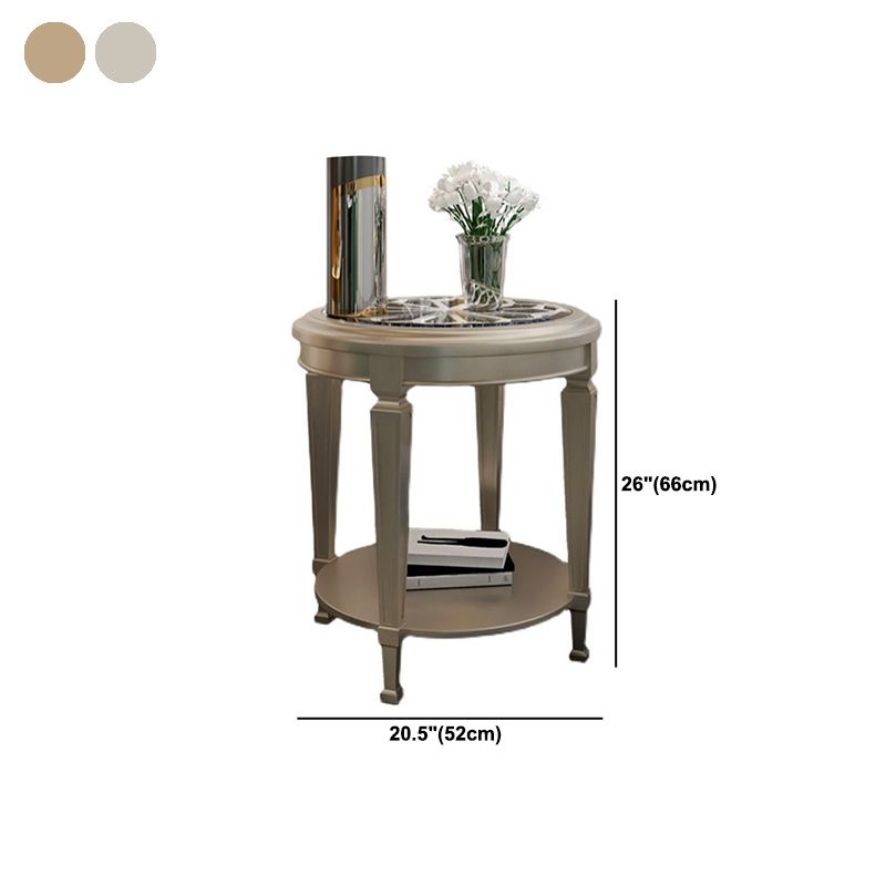 26 "背の高い4脚ソリッドウッドエンドテーブルコンテンポラリーラウンドダブルティアエンドテーブル