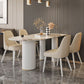 Modern Style Dining Table Sintered Stone Table with Metal Base for Home