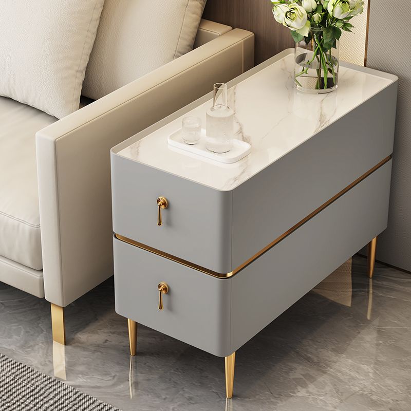 Tavolo accento lato divano contemporaneo con 2 cassetti e 4 gambe