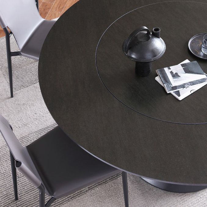 Round Stone Dining Table Modern Turntable White-black Furniture with Pedestal Base