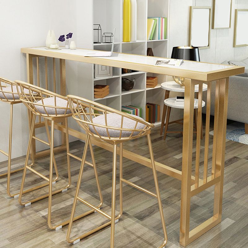 Modern Bar Height Table Faux Marble Top Bistro Table with Gold Base Clearhalo 'Bar Furniture' 'Bar Tables' 'bar_tables' 'furn' 'furn_bar_tables' 'Furniture' 'Kitchen & Dining Furniture' 1200x1200_e293d4a4-793f-438c-a4e0-a39fcf8f7097