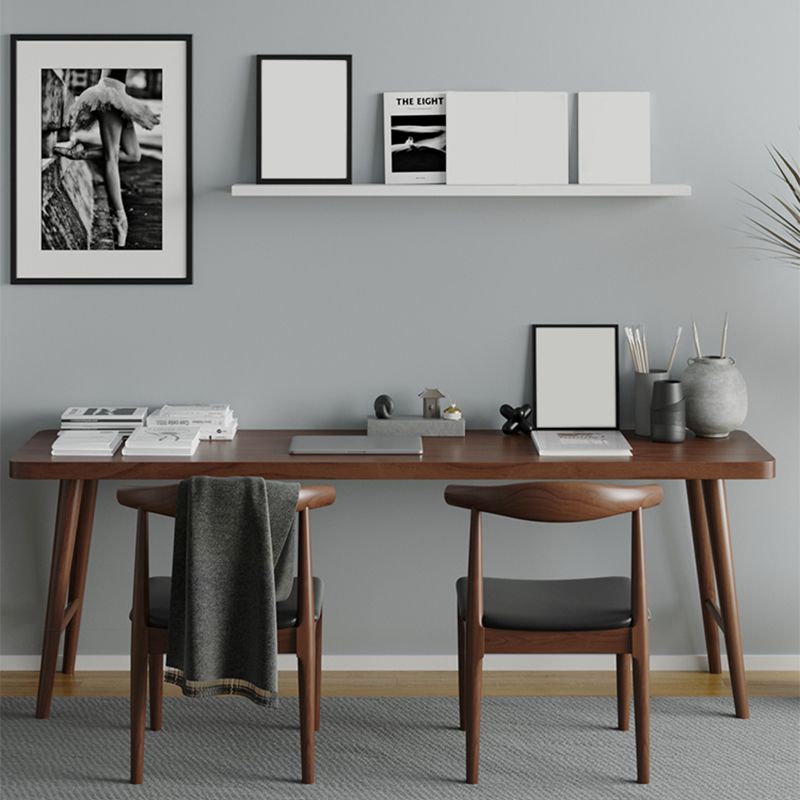 Bureau d'écriture contemporain marron bureau de bureau en bois massif avec jambes