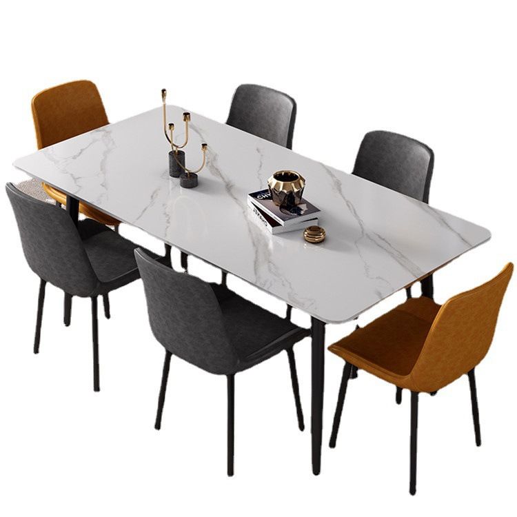 Modern Sintered Stone Dining Table Set White Rectangle Dining Set for Home Use Clearhalo 'Dining Room Sets' 'Dining Tables & Seating' 'dining_room_set' 'Furniture' 'furniture_dining_room_set' 'Kitchen & Dining Furniture' 'kitchen&dining_furn' 'kitchen' 1200x1200_e29755d9-e335-491c-906c-c8ad54b9930e