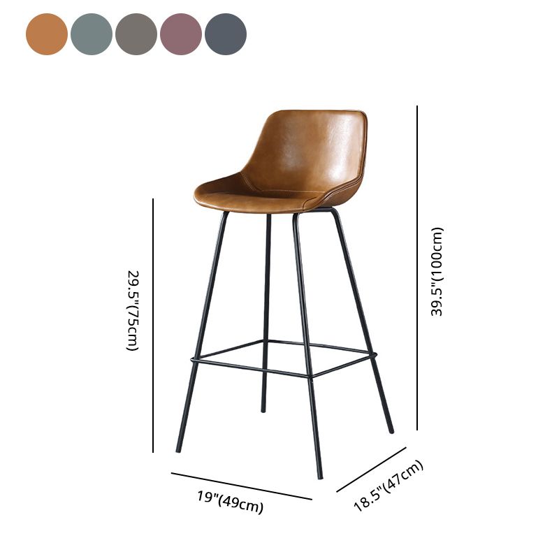 Modern Counter Bar Stool Armless Leather Indoor Bar Stool with Footrest Metal Base Clearhalo 'Bar Furniture' 'Bar Stools' 'bar_stools' 'furn' 'furn_bar_stools' 'furniture_bar_stools' 'Kitchen & Dining Furniture' 'kitchen&dining_furn' 'kitchen' 'kitchen_furn' Furniture' 1200x1200_e297d78e-b3aa-4365-96a1-01bd3025c52a