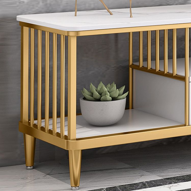 Glam Stone Top TV Stand 2-Drawer 17.7" H TV Console with Shelves Clearhalo 'furn' 'furn_tv_stands_entertainment_centers' 'Furniture' 'Living Room Furniture' 'TV Stands & Entertainment Centers' 'TV Stands & Media Storage Furniture' 'tv_stands_entertainment_centers' 1200x1200_e2983a90-dc44-416c-a40c-baa5b9494ac2