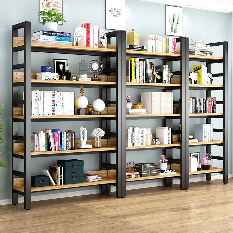 Modern Style Bookshelf Black Frame and Wood Bookcase for Office Clearhalo 'Bookcases' 'furn' 'furn_bookcases' 'Furniture' 'Office Furniture' 1200x1200_e2985994-50bf-4bf0-ab4e-abca8ee5dd19