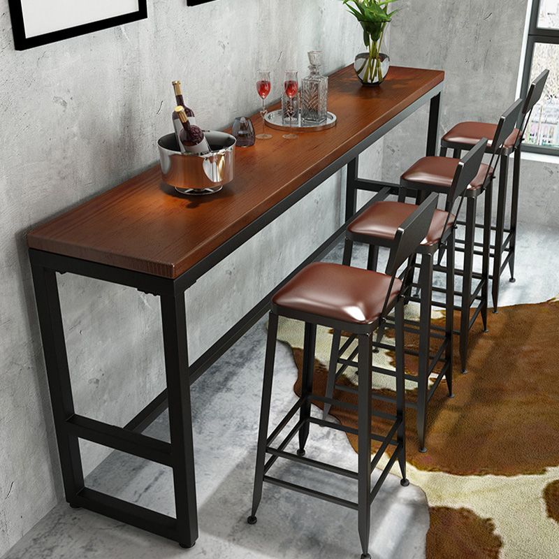 Trestle Base Dining Table Rectangle Brown Solid Wood Bar Table for Kitchen Living Room Clearhalo 'Bar Furniture' 'Bar Tables' 'bar_tables' 'furn' 'furn_bar_tables' 'Furniture' 'Kitchen & Dining Furniture' 1200x1200_e298e952-dd58-47b6-99f1-1c3006baf48e