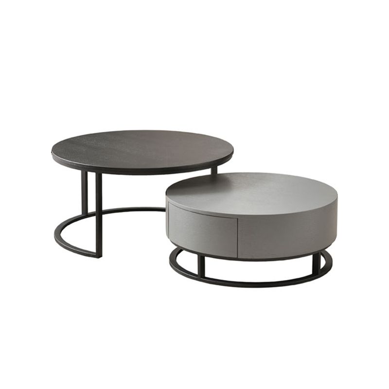Nordic Style Round Frame/drum Base Solid Wood Table with Drawer Coffee Table Clearhalo 'Coffee & Accent Tables' 'Coffee Tables' 'coffee_tables' 'furn' 'furn_coffee_tables' 'Furniture' 'Living Room Furniture' 1200x1200_e2993bff-46f6-41e9-b227-801a273724fc