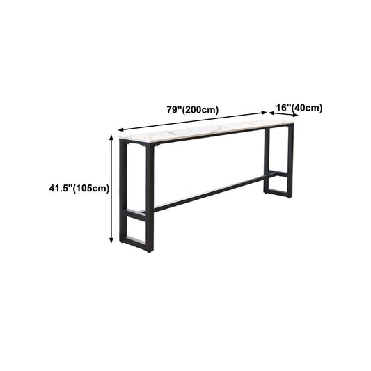 Industrial Black Iron Bar Table White Faux Marble Rectangle Top 41.3"H Bistro Table Clearhalo 'Bar Furniture' 'Bar Tables' 'bar_tables' 'furn' 'furn_bar_tables' 'Furniture' 'furniture_bar_tables' 'Kitchen & Dining Furniture' 1200x1200_e29b5bdd-a9d6-49a9-b692-766309cc9547