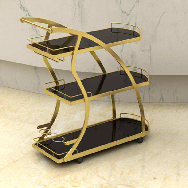 Modern Style Metal Prep Table 31.5"H Rolling Glass Prep Table for Home Use Clearhalo 'furn' 'furn_kitchen_islands_carts' 'Furniture' 'Kitchen & Dining Furniture' 'Kitchen Islands & Carts' 'kitchen_islands_carts' 1200x1200_e29b95fd-cc60-41d2-81cc-df04bcf6a1c5