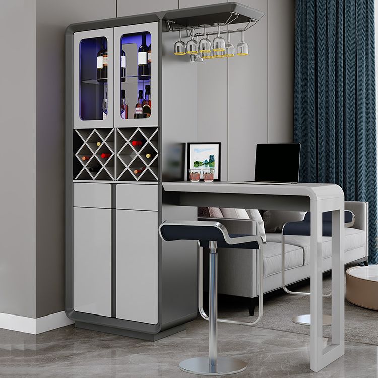 Modern Rectangle Bar Table Artificial Wood Table with Wine Cabinet for Living Room Clearhalo 'Bar Furniture' 'Bar Tables' 'bar_tables' 'furn' 'furn_bar_tables' 'Furniture' 'Kitchen & Dining Furniture' 1200x1200_e29c7a79-4fb6-422e-aa0f-545c6b90223c