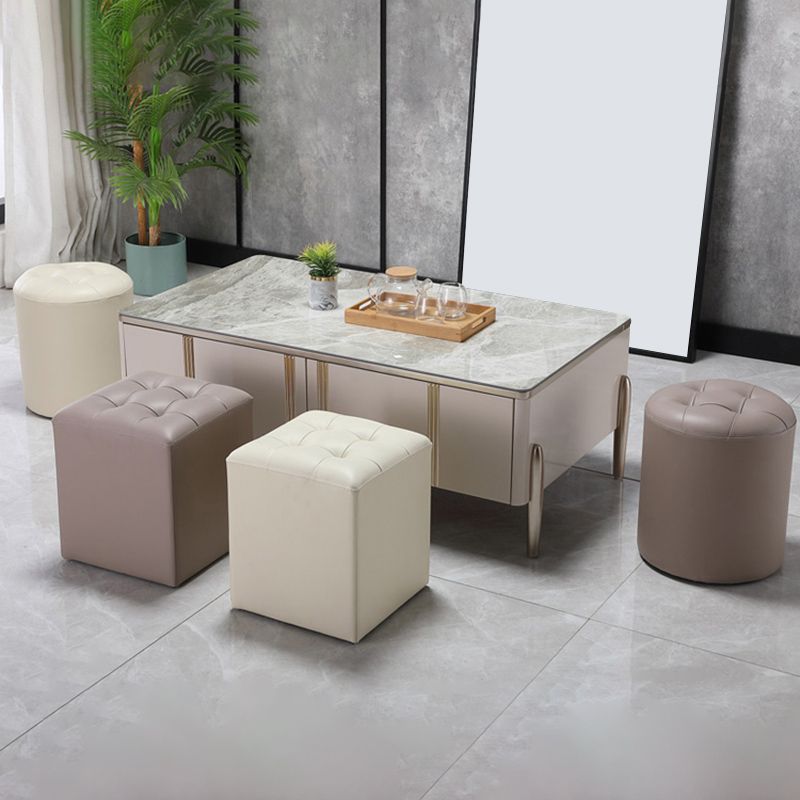 Modern Pouf Ottomaans Echt lederen gestoffeerde getuft vlekbestendige vaste kleur Ottoman Ottoman