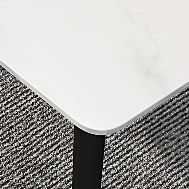 Industrial Sintered Stone Table 4 Legs Black Carbon Steel Base Rectangle Table for Home Clearhalo ' dining_table' 'Dining Tables & Seating' 'Dining Tables' 'furn' 'furn_dining_table' 'Furniture' 'furniture_dining_table' 'Kitchen & Dining Furniture' 'kitchen&dining_furn' 'kitchen' 'kitchen_dining_table' 1200x1200_e29e720d-7309-4dd6-bab6-9b89a5aad986