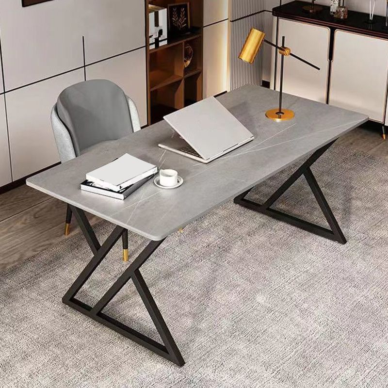 Scrivania di scrittura contemporanea banco di computer con finitura antica con gambe metalliche