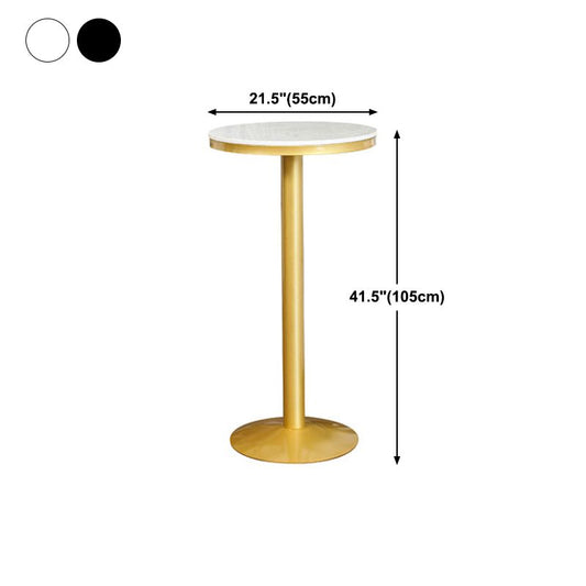 Glam Style Gold Iron Bar Table Marble Round Indoor Pedestal Bistro Table - 21.6"W x 41.3"H Clearhalo 'Bar Furniture' 'Bar Tables' 'bar_tables' 'furn' 'furn_bar_tables' 'Furniture' 'furniture_bar_tables' 'Kitchen & Dining Furniture' 'kitchen&dining_furn' 'kitchen' 1200x1200_e2a0dc3e-59c9-41d0-a0ed-664a2e4c7dc4