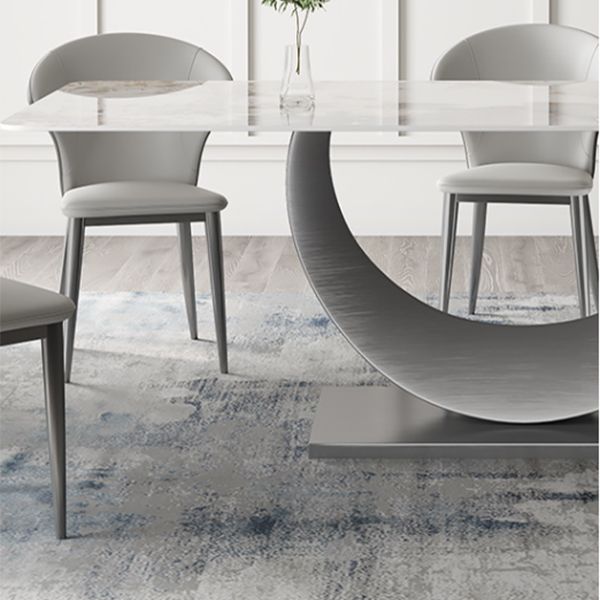 Contemporary Style Rectangle Table Sintered Stone Table with Metal Legs for Home Clearhalo 'Dining Tables & Seating' 'Dining Tables' 'dining_table' 'furn' 'furn_dining_table' 'Furniture' 'Kitchen & Dining Furniture' 1200x1200_e2a101d9-5d76-40d1-a809-0f06bccd73da