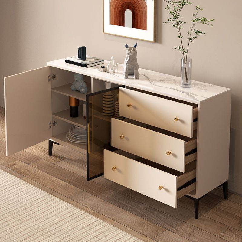 Tavolo a buffet in pietra glam a scaffalatura regolabile credenza a buffet con cassetti e armadi
