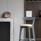 Gray Wood Bar Stools Industrial Style Armless Stool with Low Back
