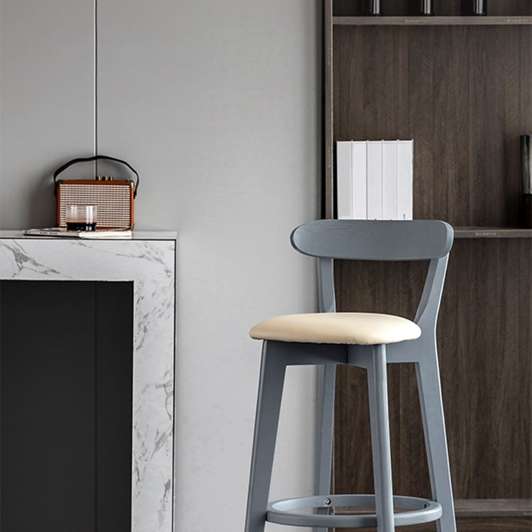 Gray Wood Bar Stools Industrial Style Armless Stool with Low Back