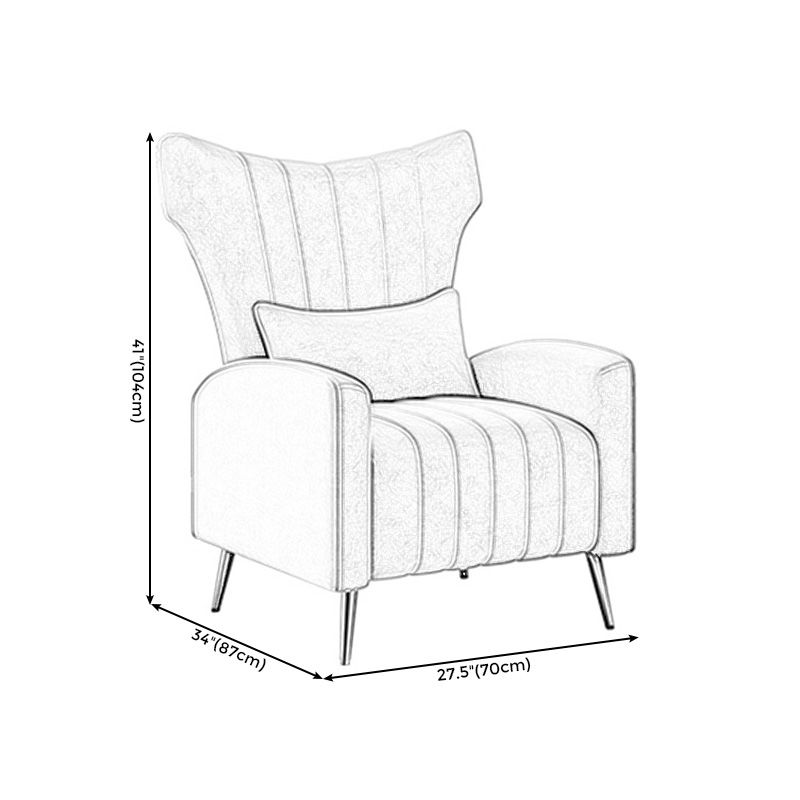 27.26 "L x 34.15" W x 40,94 "H Velvet Wingback -stoel, moderne hellende wapenstoel