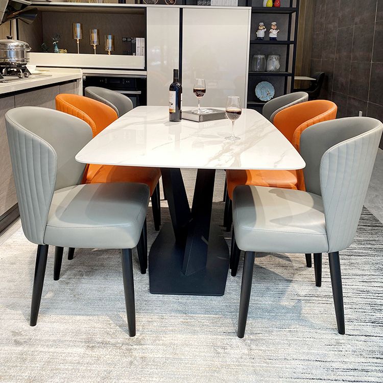 Rechthoek moderne stenen tafel standaard hoogte eettafel met voetstukbasis