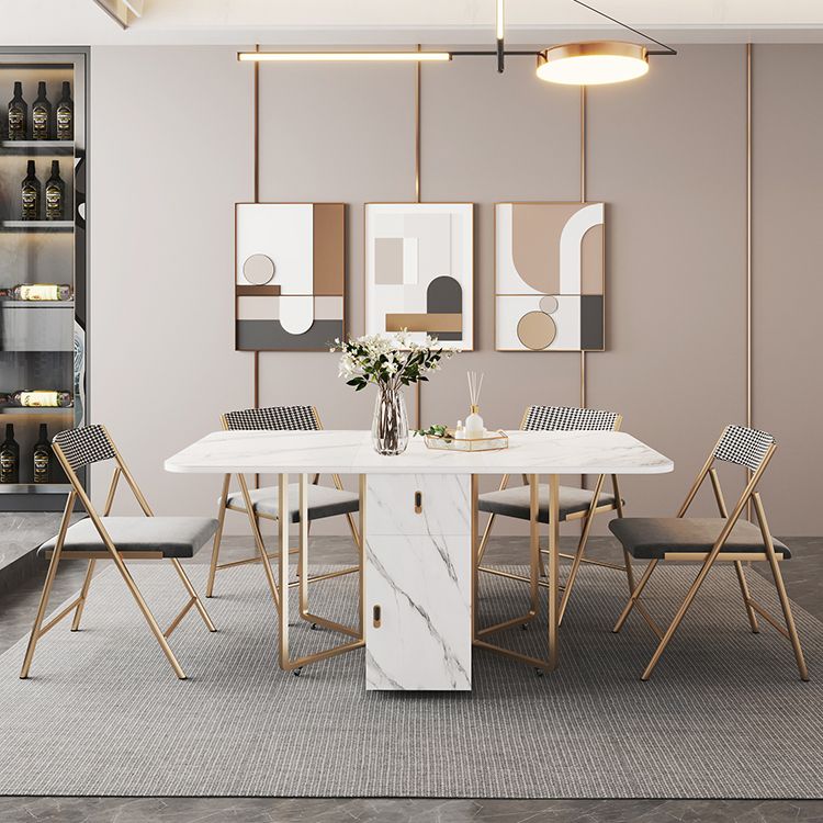 Contemporary Style Rectangle Dining Table Folding Dining Room Home Furniture Clearhalo ' dining_table' 'Dining Tables & Seating' 'Dining Tables' 'furn' 'furn_dining_table' 'Furniture' 'furniture_dining_table' 'Kitchen & Dining Furniture' 'kitchen&dining_furn' 'kitchen' 'kitchen_dining_table' 1200x1200_e2a65ab7-7d26-4719-9710-543746addffd