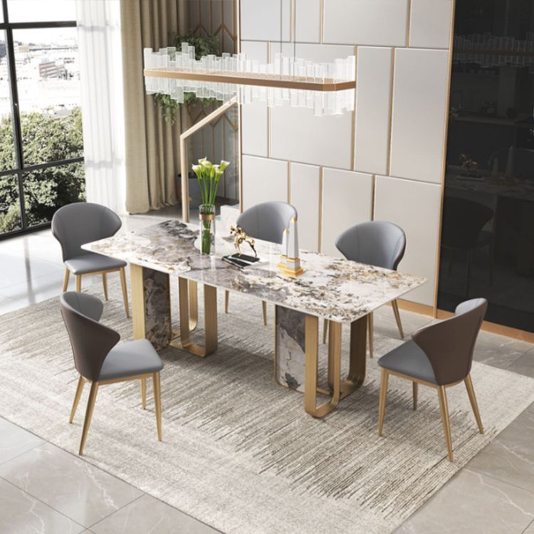 Ensemble de salle à manger luxueux avec plateau en pierre frittée, ensemble de Table à manger rectangulaire 1/2/3/5/6/7/9 pièces