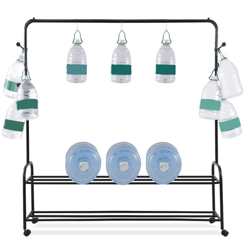 Contemporary Metal Open Armoire Black and White Cabinet with Caster Wheels Clearhalo 'Armoires & Wardrobes' 'armoires_wardrobes' 'Bedroom Furniture' 'furn' 'furn_armoires_wardrobes' 'Furniture' 1200x1200_e2a947c7-ac68-4ced-b081-5e7e34be0ad3