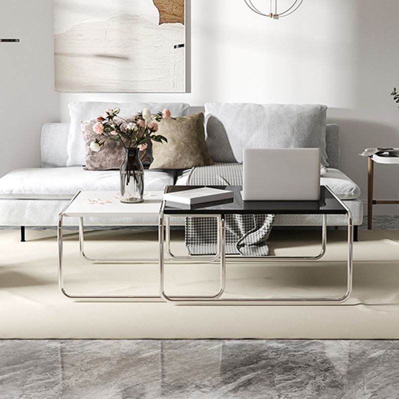 Square Steel Sled Coffee Table Modern 2 Nesting Cocktail Table Clearhalo 'Coffee & Accent Tables' 'Coffee Tables' 'coffee_tables' 'furn' 'furn_coffee_tables' 'Furniture' 'Living Room Furniture' 1200x1200_e2ab07a1-4c38-4dc1-bfcc-965d9580bbf2