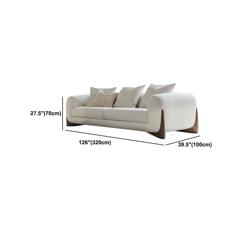 Weißer Smoking -Arm -Sofa modern 27,16 "hohes Sofa mit Holzakzenten
