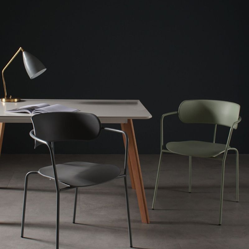 Contemporary Style Dining Chair Kitchen Open Back Arm Side Chair with Metal Legs Clearhalo ' kitchen&dining_furn' 'Dining Chairs' 'Dining Tables & Seating' 'dining_chair' 'furn' 'furn_dining_chair' 'Furniture' 'furniture_dining_chair' 'Kitchen & Dining Furniture' 'kitchen' 1200x1200_e2ab5c7e-83cb-4bd0-b719-43c00a147667