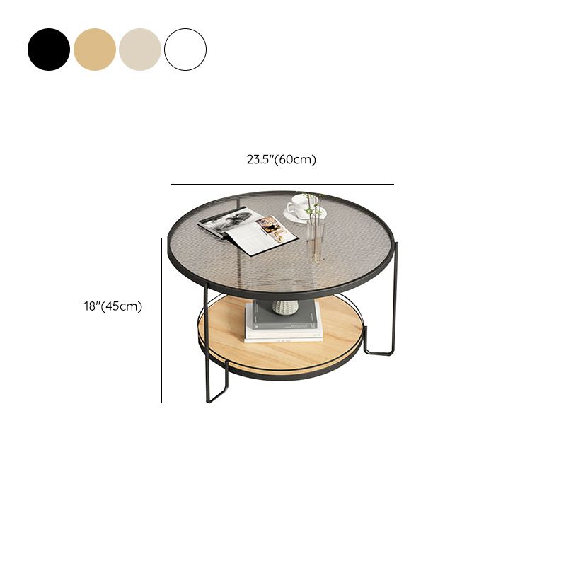 Tavolino da caffè rotondo in vetro Tavolo da cocktail tipo base a 3 gambe con contenitore