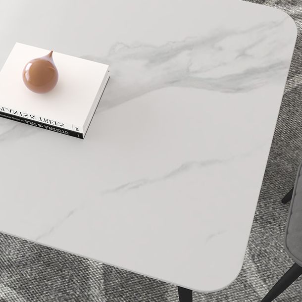 Contemporary Sintered Stone Top Stand Rectangular Dining Set White Standard Dining Set for Kitchen Clearhalo 'Dining Room Sets' 'Dining Tables & Seating' 'dining_room_set' 'furn' 'furn_dining_room_set' 'Furniture' 'furniture_dining_room_set' 'Kitchen & Dining Furniture' 'kitchen&dining_furn' 'kitchen' 1200x1200_e2ac15de-5cc1-42e6-b327-fcc3b8b5961d