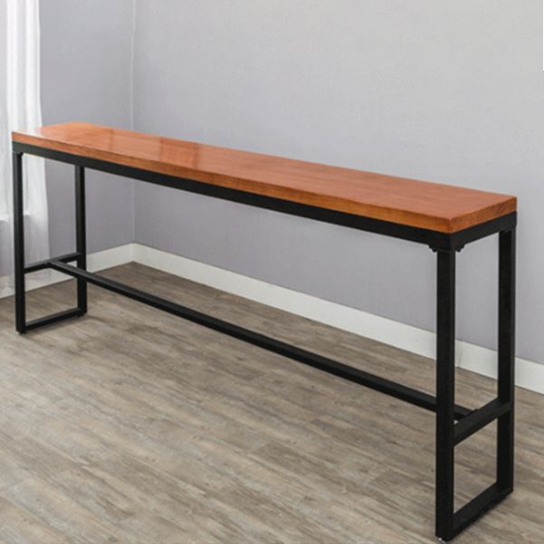 Pine Wood Bar Dining Table Industrial Bar Table with Black Trestle Base Clearhalo 'Bar Furniture' 'Bar Tables' 'bar_tables' 'furn' 'furn_bar_tables' 'Furniture' 'furniture_bar_tables' 'Kitchen & Dining Furniture' 1200x1200_e2ac8132-ab34-4479-97db-23be34a3420b