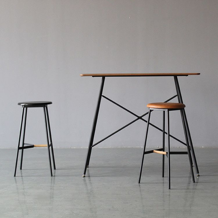 Modern Rectangle Bar Counter Table Wooden Dining Table with Metal Legs Clearhalo 'Bar Furniture' 'Bar Tables' 'bar_tables' 'furn' 'furn_bar_tables' 'Furniture' 'furniture_bar_tables' 'Kitchen & Dining Furniture' 1200x1200_e2accbc5-ccfe-4ab7-8765-6fcd1e50ac43
