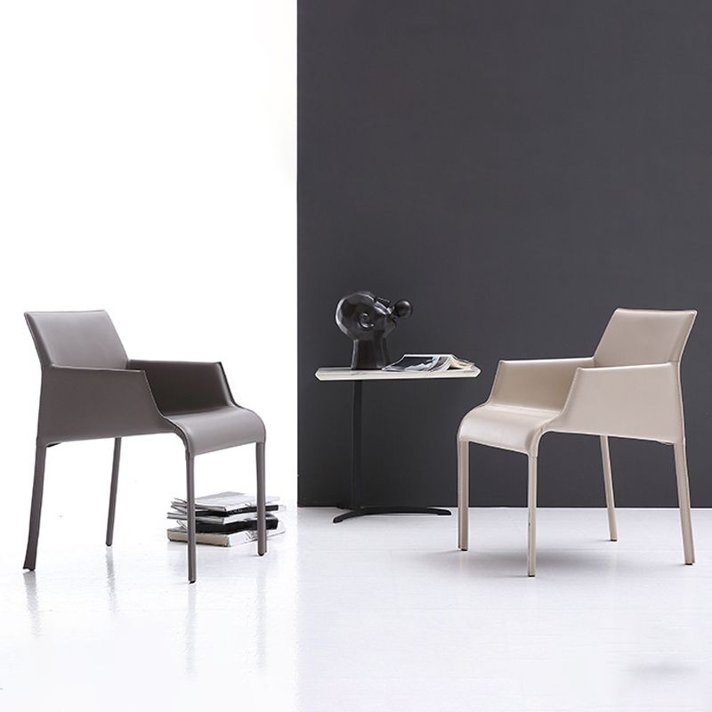 Modern Design Leather Chair Kitchen Solid Back Single Dining Arm Chair Clearhalo ' kitchen&dining_furn' 'Dining Chairs' 'Dining Tables & Seating' 'dining_chair' 'furn' 'furn_dining_chair' 'Furniture' 'furniture_dining_chair' 'Kitchen & Dining Furniture' 'kitchen' 1200x1200_e2acebc4-988a-4a4e-8ac1-c35980141c08