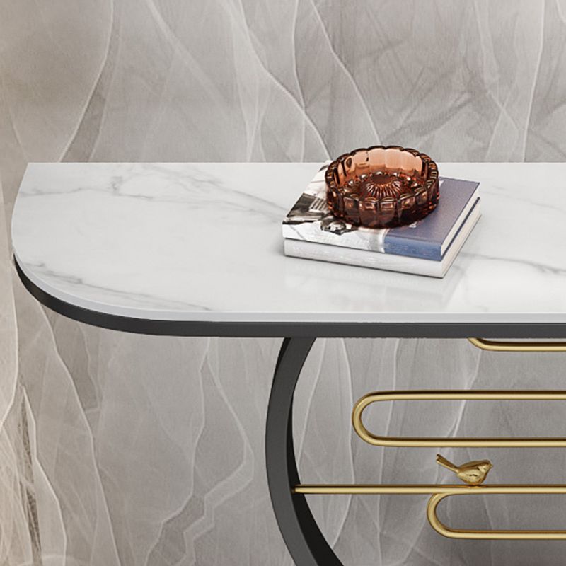 Console resistente al graffio di marmo di mezza luna/metallo per la sala
