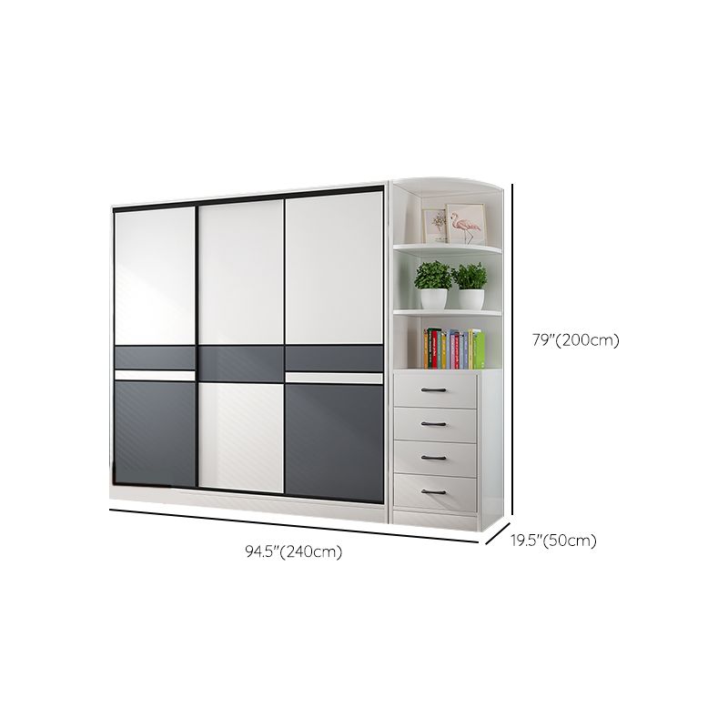 Weiße Holzrahmen Garderobe freistehende Garderobe Armoire mit Regalen