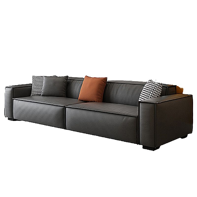 Sewn Pillow Back Settee Square Arm Sofa Couch in Black for Living Room Clearhalo 'furn' 'furn_sofas' 'Furniture' 'furniture_sofas' 'Living Room Furniture' 'Sofa' 'sofas' 1200x1200_e2afb2b4-f599-4605-a87f-7f7dc87a84ce