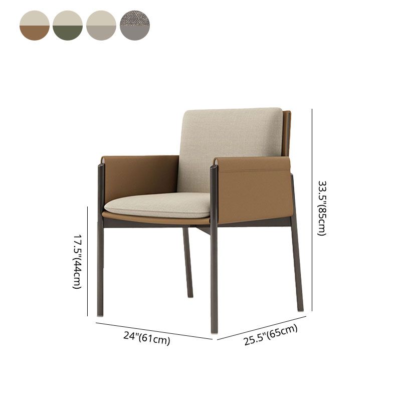 Minimalist Linen Fabric Dining Chair Solid Back Arm Single Chair for Kitchen Clearhalo ' kitchen&dining_furn' 'Dining Chairs' 'Dining Tables & Seating' 'dining_chair' 'furn' 'furn_dining_chair' 'Furniture' 'furniture_dining_chair' 'Kitchen & Dining Furniture' 'kitchen' 1200x1200_e2aff88b-3959-493c-888f-ddab3032eb43