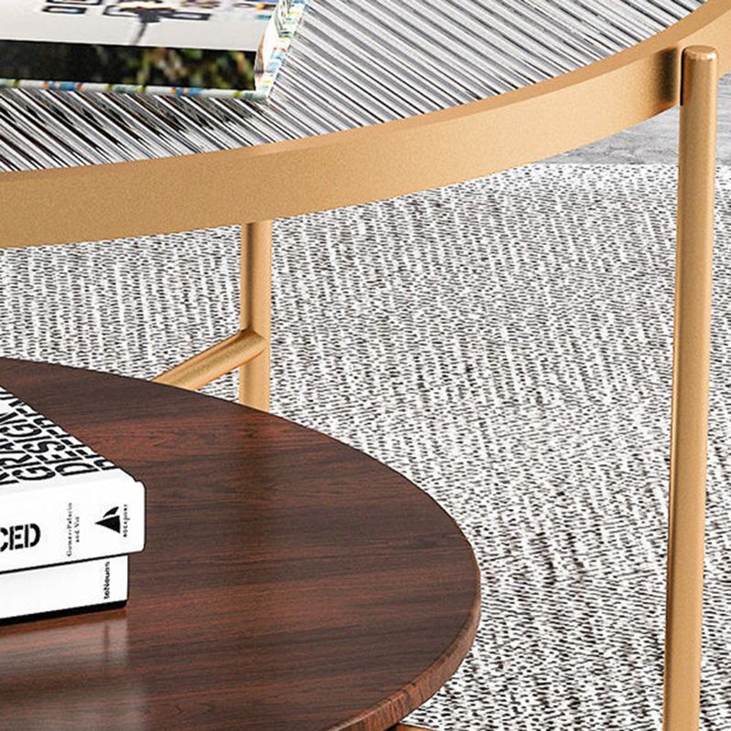 17.7" Tall Modern Cross Leg Glass Round Coffee Table with Shelf Clearhalo 'Coffee & Accent Tables' 'Coffee Tables' 'coffee_tables' 'furn' 'furn_coffee_tables' 'Furniture' 'furniture_coffee_tables' 'Living Room Furniture' 1200x1200_e2b37411-9dc2-417c-85a5-3e82143f29b1