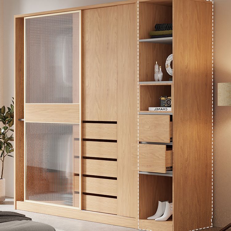Engineered Wood Wardrobe Cabinet Modern Wardrobe Closet for Bedroom