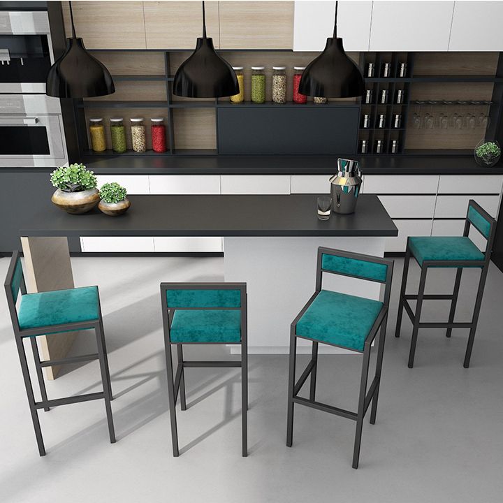 Indoor Glam Counter Stool Footrest Low Back Rectangle Upholstered Dining Stool