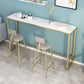Mesa de bar rectangular de piedra sinterizada, mesa de bar con base dorada y metálica para cocina y sala de estar