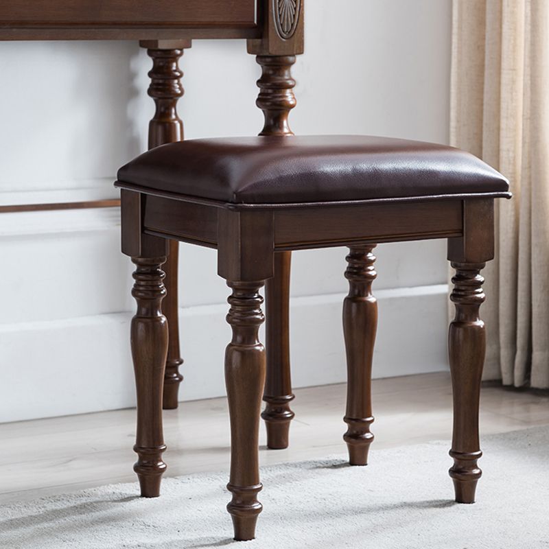 Mesa de tocador de madera de 23.6 "W Juego de mesa de maquillaje de tocador de 1 cañón con espejo y taburetes