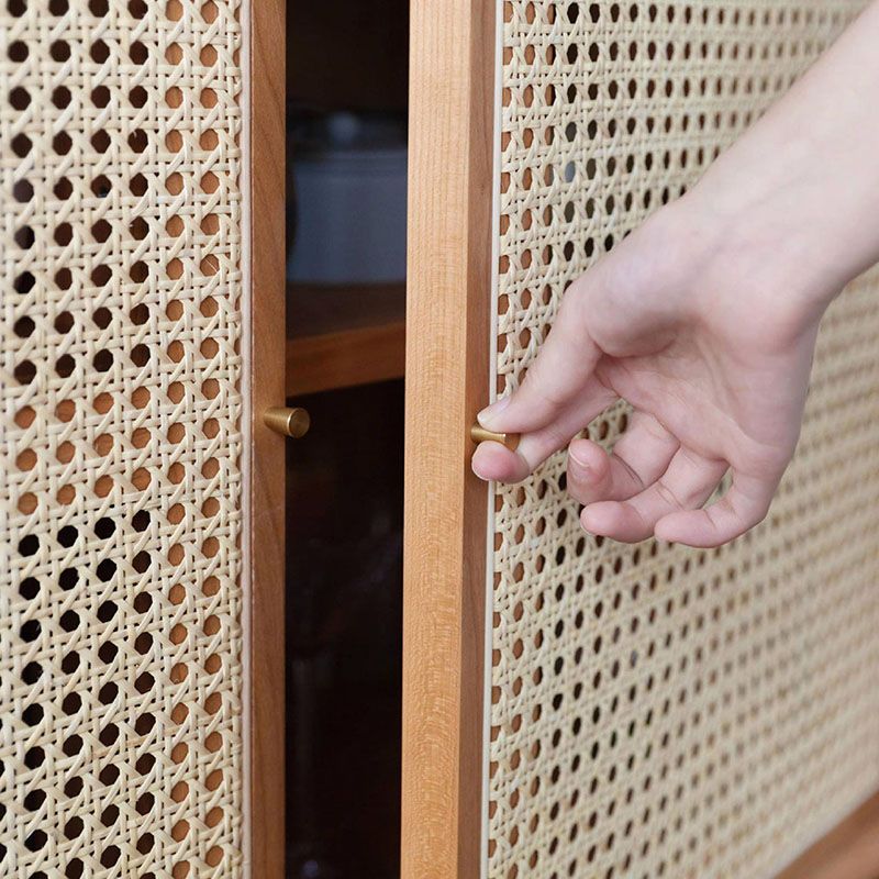 Rattan 4 porte buffet server da cucina in legno di altezza da 29 pollici per sala da pranzo